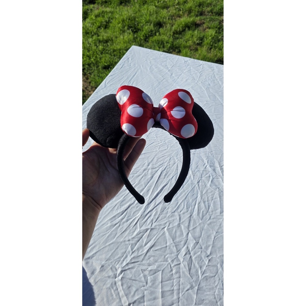 Disney Ears Classic Minnie Black with Plush Red with White Polka Dots Mouse